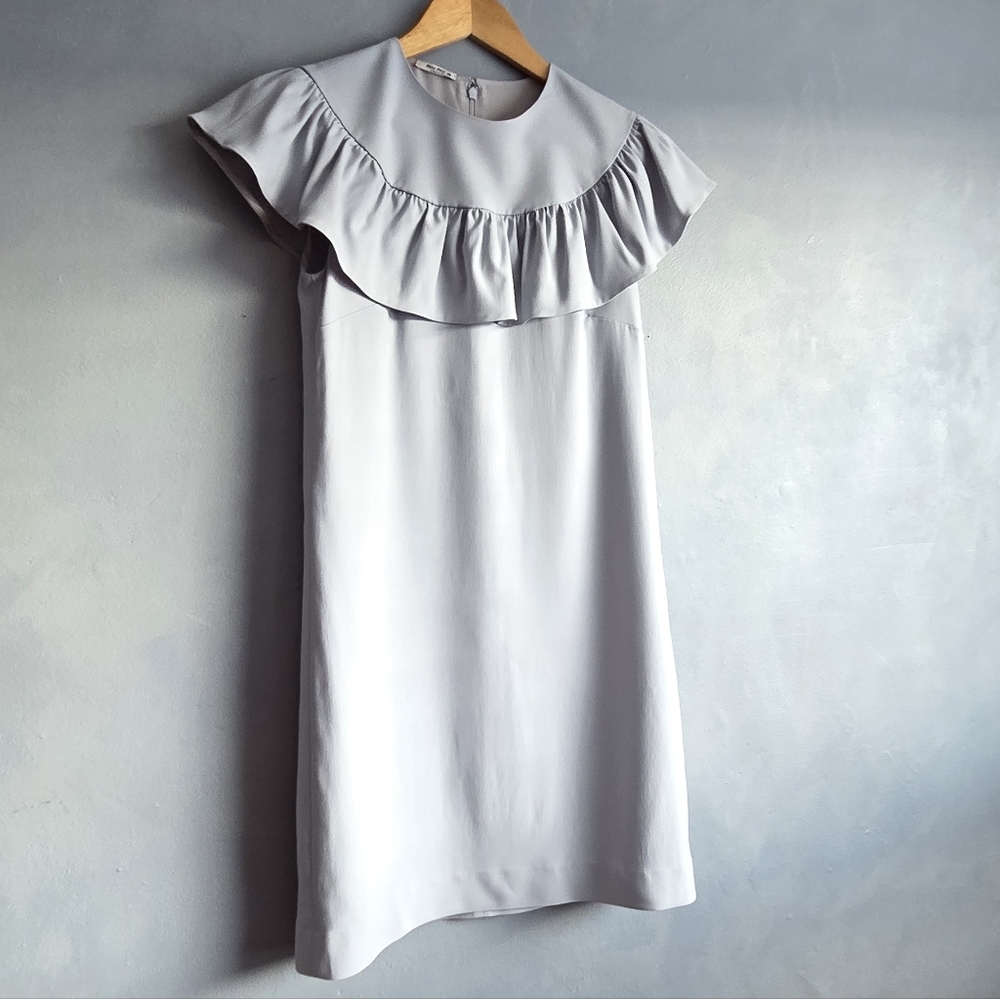 MIU MIU FAINT BLUE GREY MINI DRESS, SIZE IT 38, EUC